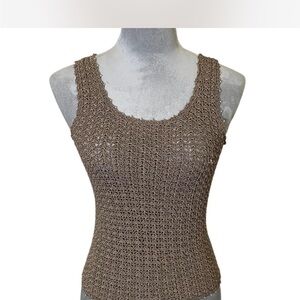 Brown Ribbed Sleeveless Fitted Tank Top